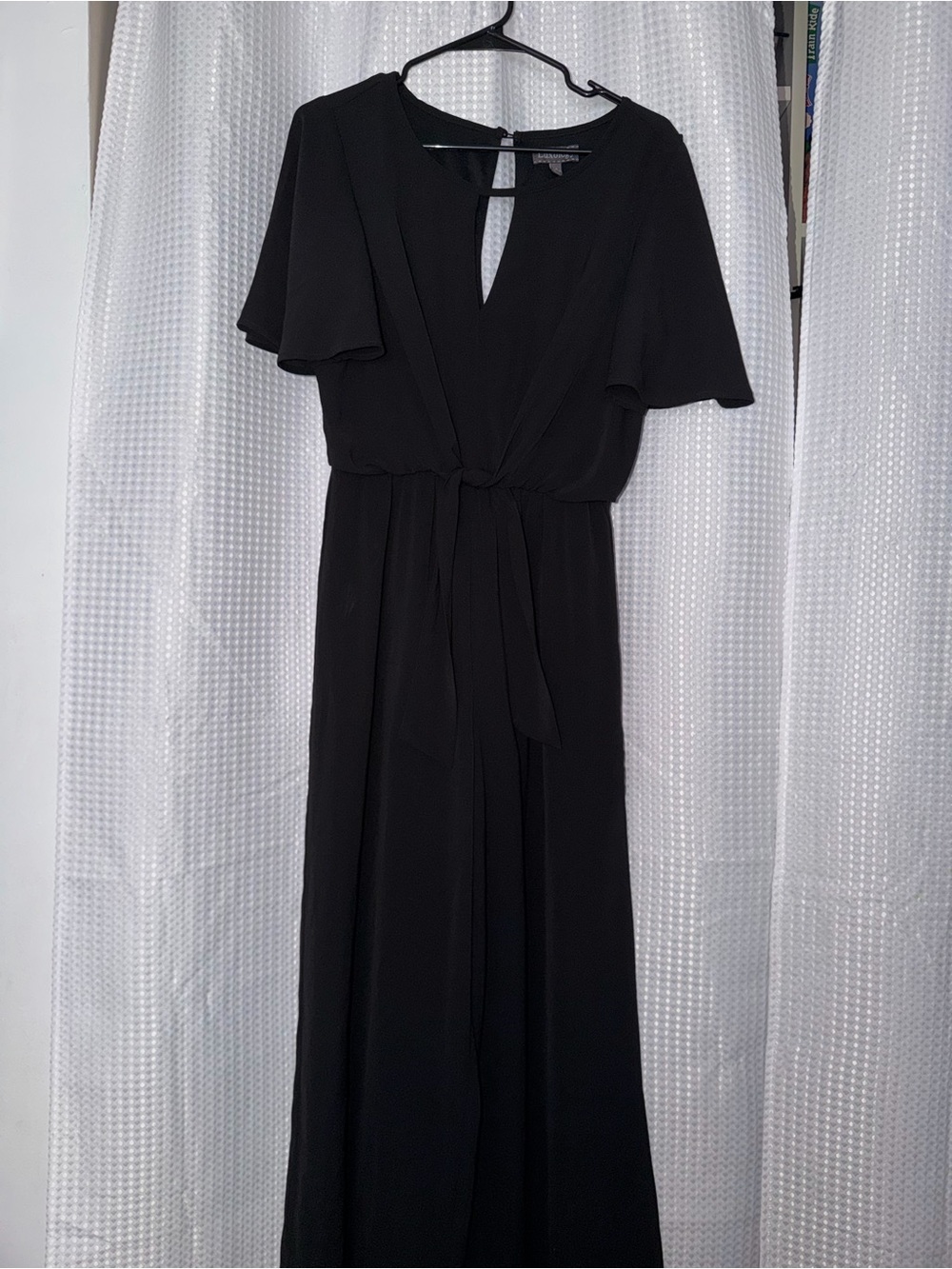 Luxology Black V-Neck Tie-Waist Maxi Dress
